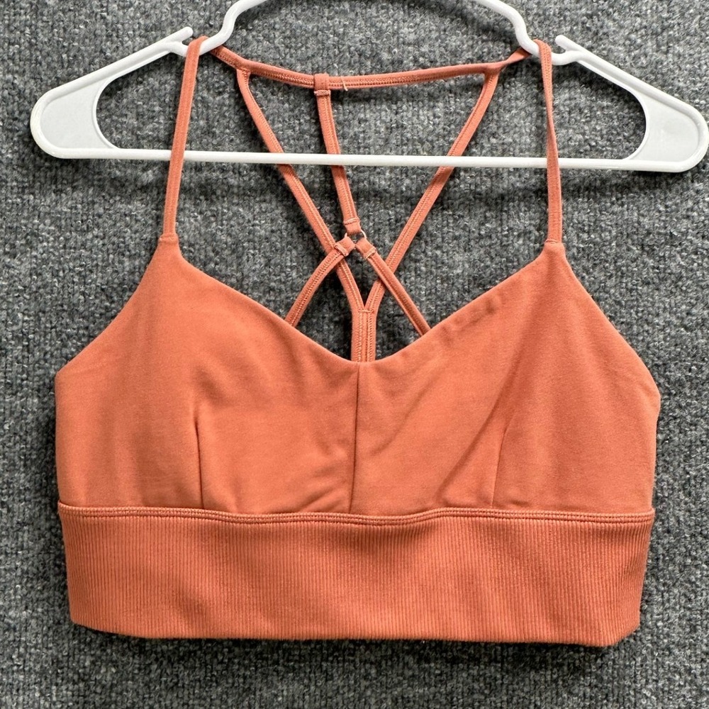 Alo Yoga Women Large Terracotta Orange Strappy Longline Sports Bra W5708R
